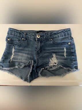 DKNY Distressed Blue Denim Jean Shorts